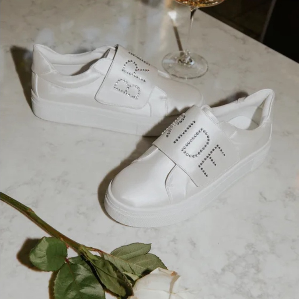 Bride2Be White Rhinestone Sneakers
